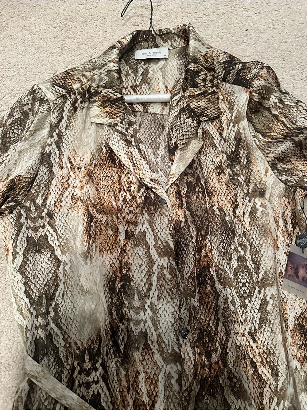 Lola & Sophie wrap brown snake belted print dress new with tags size medium